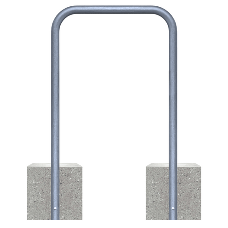 Verzinkt stalen fietsbeugel Ø48 mm, 700x1200 mm, met twee betonvoeten, zonder tussenbuis.