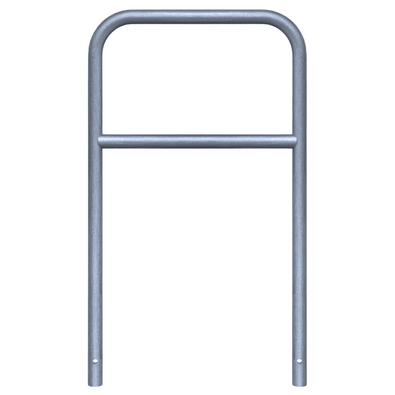 Verzinkt stalen fietsbeugel Ø48 mm met tussenbuis, voor verankering in beton.
