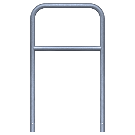 Verzinkt stalen fietsbeugel Ø48 mm met tussenbuis, voor verankering in beton.