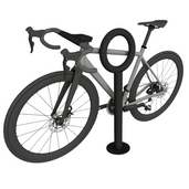 Antraciet Fietsbeugel design BD703 met buis Ø60/48 mm, een racefiets eraan geparkeerd.