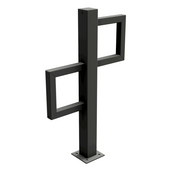 Mat zwarte fietsbeugel van staal, 80x80 en 40x40 mm kokerprofiel, modern design.