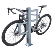 Verzinkt stalen fietsbeugel met kokerprofielen (80x80 en 40x40 mm) en een racefiets.