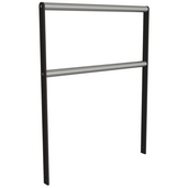 Antraciet fietsbeugel, 1000 mm, met plat staal 50x12 en RVS buis Ø48 mm, fijn structuur.