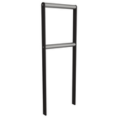 Antraciet fietsbeugel, plat staal 50x12 met RVS buis Ø48 mm, 450 mm breed.