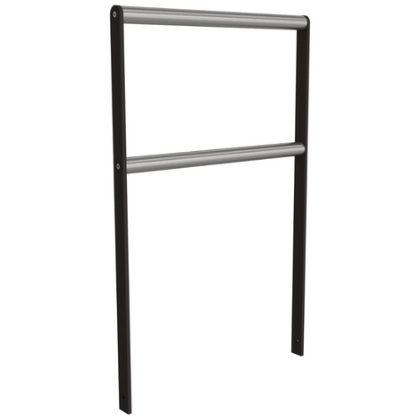 Antraciet fietsbeugel, 750 mm, met plat staal 50x12 en RVS buis Ø48 mm.