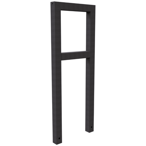 Antraciet DB 703 fietsbeugel, koker 60x60 mm, met tussenligger, 450 mm, fijn structuur.