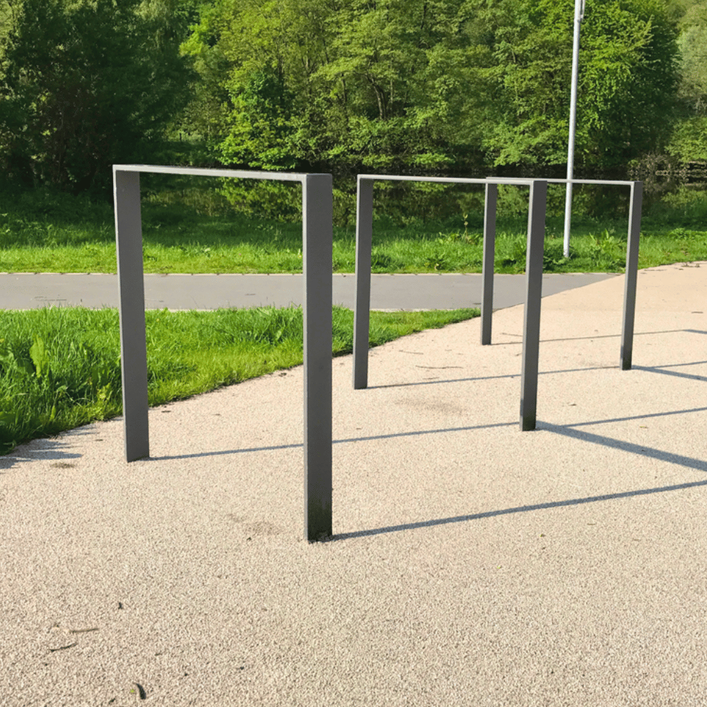 Fietsbeugel design | Plat staal 50x12 mm | Verzinkt of antraciet BD703 fijn structuur