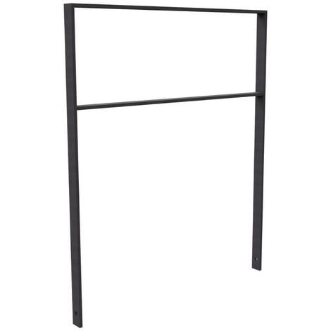 Antraciet stalen fietsbeugel, 1000 mm, met tussenligger, plat staal 50x12 mm, fijn structuur.