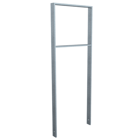 Verzinkte fietsbeugel BD703 van plat staal 50x12 mm met tussenligger, 450 mm breed.