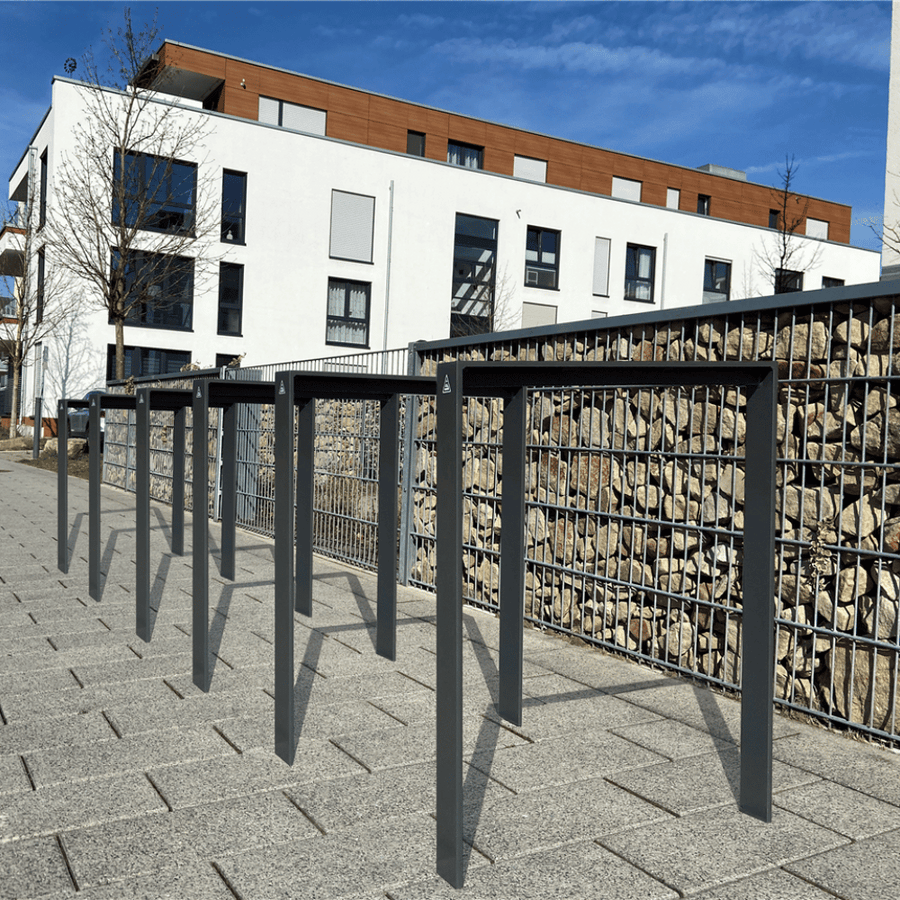 Fietsbeugel design | Plat staal 80x15 mm | Verzinkt of antraciet BD703 fijn structuur