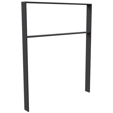 Antraciet stalen fietsbeugel BD703, plat staal 80x12 mm, met tussenligger, 1000 mm breed.
