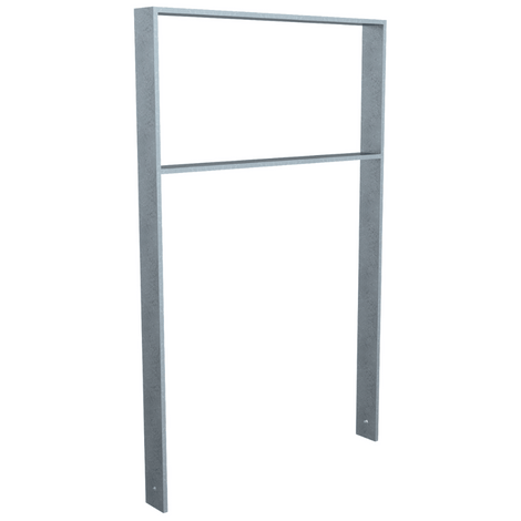 Verzinkte fietsbeugel van plat staal 80x12 mm, 750 mm breed, met tussenligger.