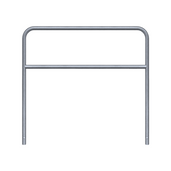 Verzinkt stalen fietssluis hek (1500x1400 mm) met Ø48 mm buizen, voor in beton verankering.