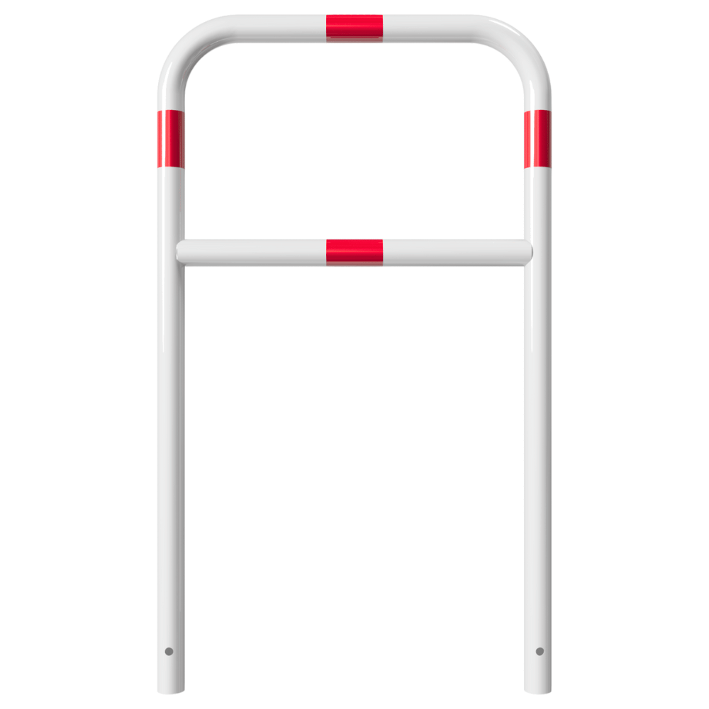 Fietssluis hek Ø48 mm voor verankering in beton in wit-rood en diverse breedtes