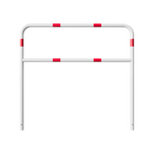 Wit-rood fietssluis hek (Ø48 mm), 1500x1400 mm, voor betonverankering.