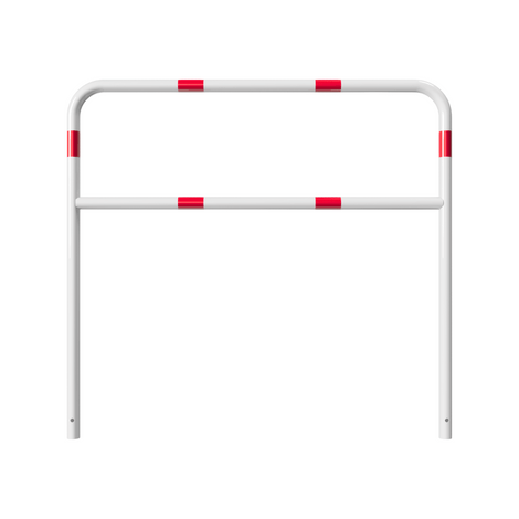 Wit-rood fietssluis hek (Ø48 mm), 1500x1400 mm, voor betonverankering.