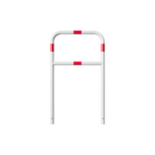 Witte fietssluis hek Ø48 mm met rood-witte reflecterende strepen, 700x1200 mm, voor betonverankering.