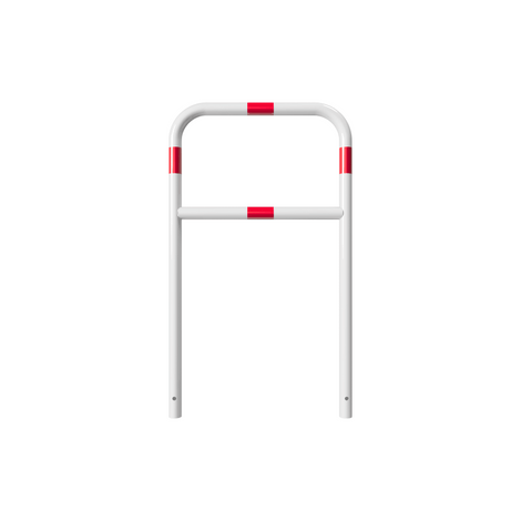 Witte fietssluis hek Ø48 mm met rood-witte reflecterende strepen, 700x1200 mm, voor betonverankering.