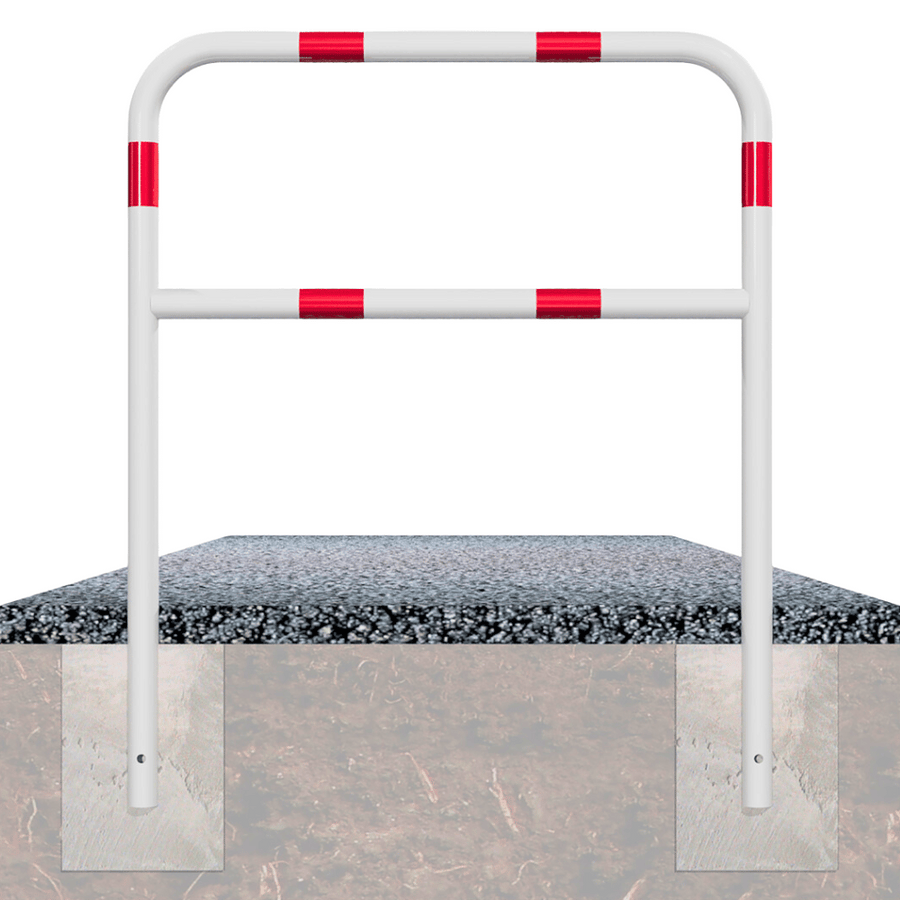 Fietssluis hek Ø48 mm | Breedte opties | Wit-rood | In beton verankeren