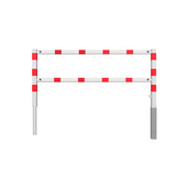Wit-rood fietssluis hek, 2000 mm breed, uitneembaar met slot, 70x70 mm palen.