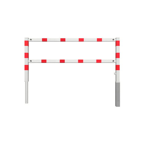 Wit-rood fietssluis hek, 2000 mm breed, uitneembaar met slot, 70x70 mm palen.