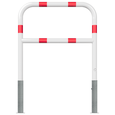 Wit-rood fietssluis hek, uitneembaar, Ø60 mm, met reflecterende strepen.