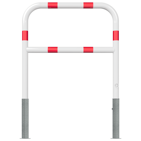 Wit-rood fietssluis hek, uitneembaar, Ø60 mm, met reflecterende strepen.