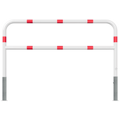 Wit-rood uitneembaar fietssluis hek, Ø60 mm, 2000 mm breed, met reflecterende strepen.