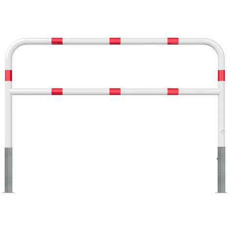 Wit-rood uitneembaar fietssluis hek, Ø60 mm, 2000 mm breed, met reflecterende strepen.