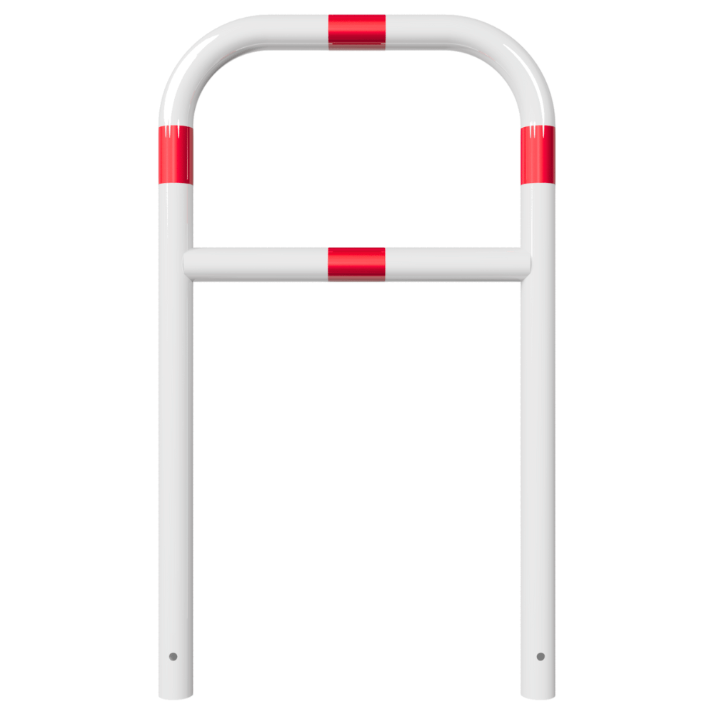 Fietssluis hek Ø60 mm voor verankering in beton in wit-rood en diverse breedtes
