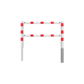 Wit-rood uitneembaar fietssluis hek met slot, 1500 mm breed.
