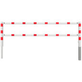 Wit-rood fietssluis hek, 3000 mm breed, met uitneembaar slot en 70x70 mm palen.