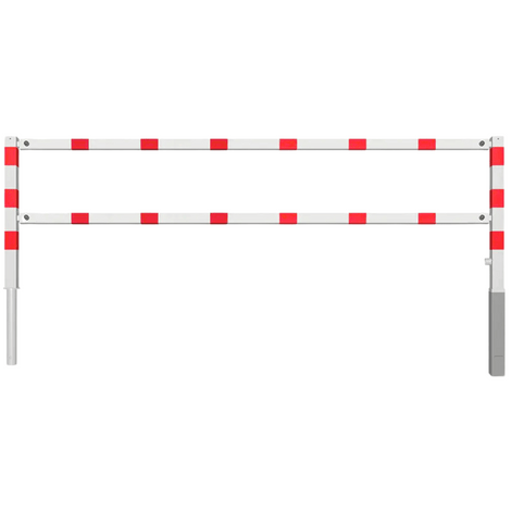 Wit-rood fietssluis hek, 3000 mm breed, met uitneembaar slot en 70x70 mm palen.