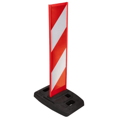 Flexibel geleidebaken met rood-witte klasse 2 reflectie op zwarte, stabiele voet.