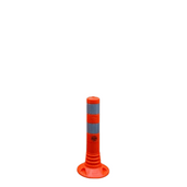 Oranje-wit flexibel paaltje van 450 mm met reflecterende strepen en brede voet.