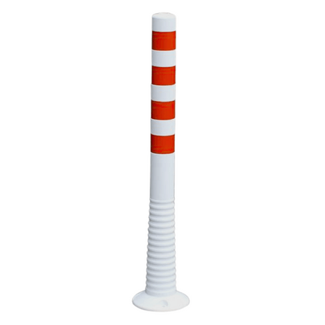 Flexibele afzetpaal, wit-rood gestreept, 1000 mm hoog, met geribbelde basis.