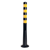 Zwart-gele flexibele afzetpaal, 1000 mm hoog, met geribbelde basis.