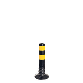 Zwart-gele flexibele afzetpaal, 450 mm hoog, met reflecterende strepen en een stevige zwarte voet.
