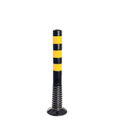 Flexibele afzetpaal, 750 mm hoog, zwart-geel gestreept met een flexibele, geribbelde basis.