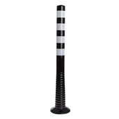 Flexibele afzetpaal, zwart-wit gestreept, 1000 mm hoog, met geribbelde basis.