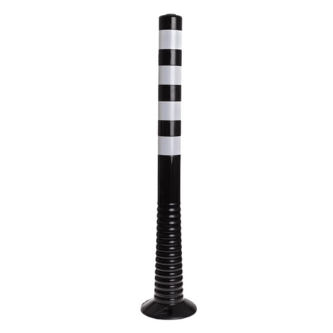 Flexibele afzetpaal, zwart-wit gestreept, 1000 mm hoog, met geribbelde basis.