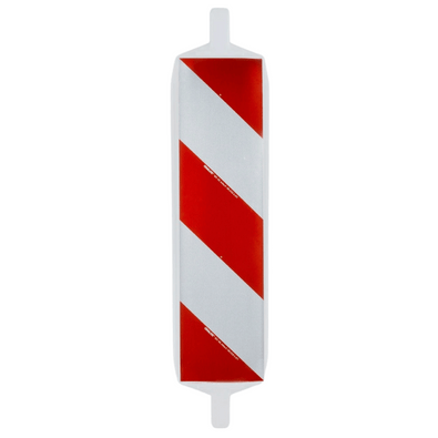 Geleidebaken klasse 2 folie, 60x60 mm, rood-witte diagonale strepen, dubbelzijdige bevestiging.