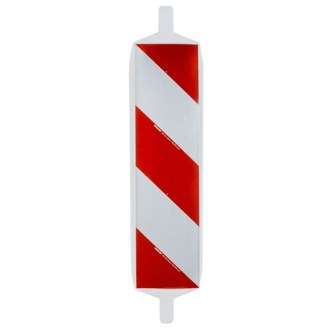 Geleidebaken klasse 2 folie, 60x60 mm, rood-witte diagonale strepen, dubbelzijdige bevestiging.