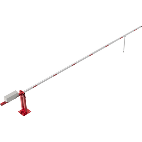 Rode handmatige slagboom, 700 cm, met contragewicht en pendelsteun.