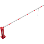 Rode handmatige slagboom, 5000 mm, met witte arm en rode reflecterende strepen.