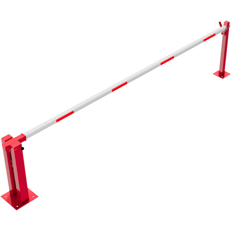 Rode handmatige slagboom, 4000 mm, met witte arm en rode reflecterende strepen.