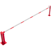 Rode handmatige slagboom, 5000 mm, met witte arm en rode reflecterende strepen.
