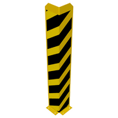 Gele en zwarte stootbeschermer hoekprofiel, 1200 mm, voor vloermontage.