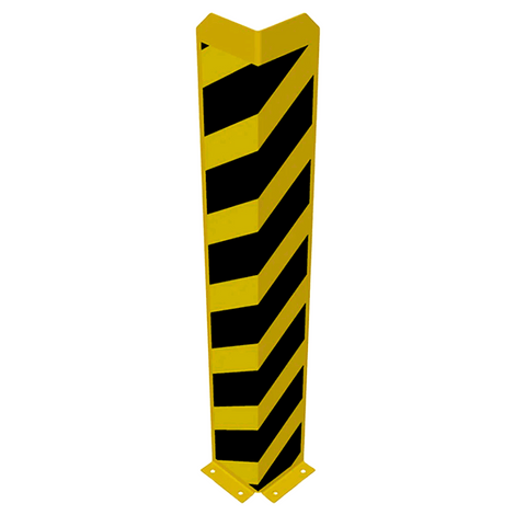 Gele en zwarte stootbeschermer hoekprofiel, 1200 mm, voor vloermontage.
