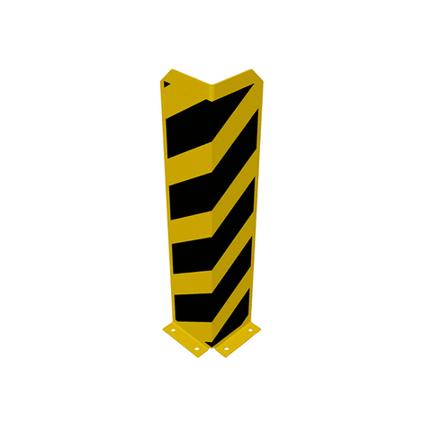 Gele en zwarte stootbeschermer hoekprofiel, 800 mm, voor vloermontage.
